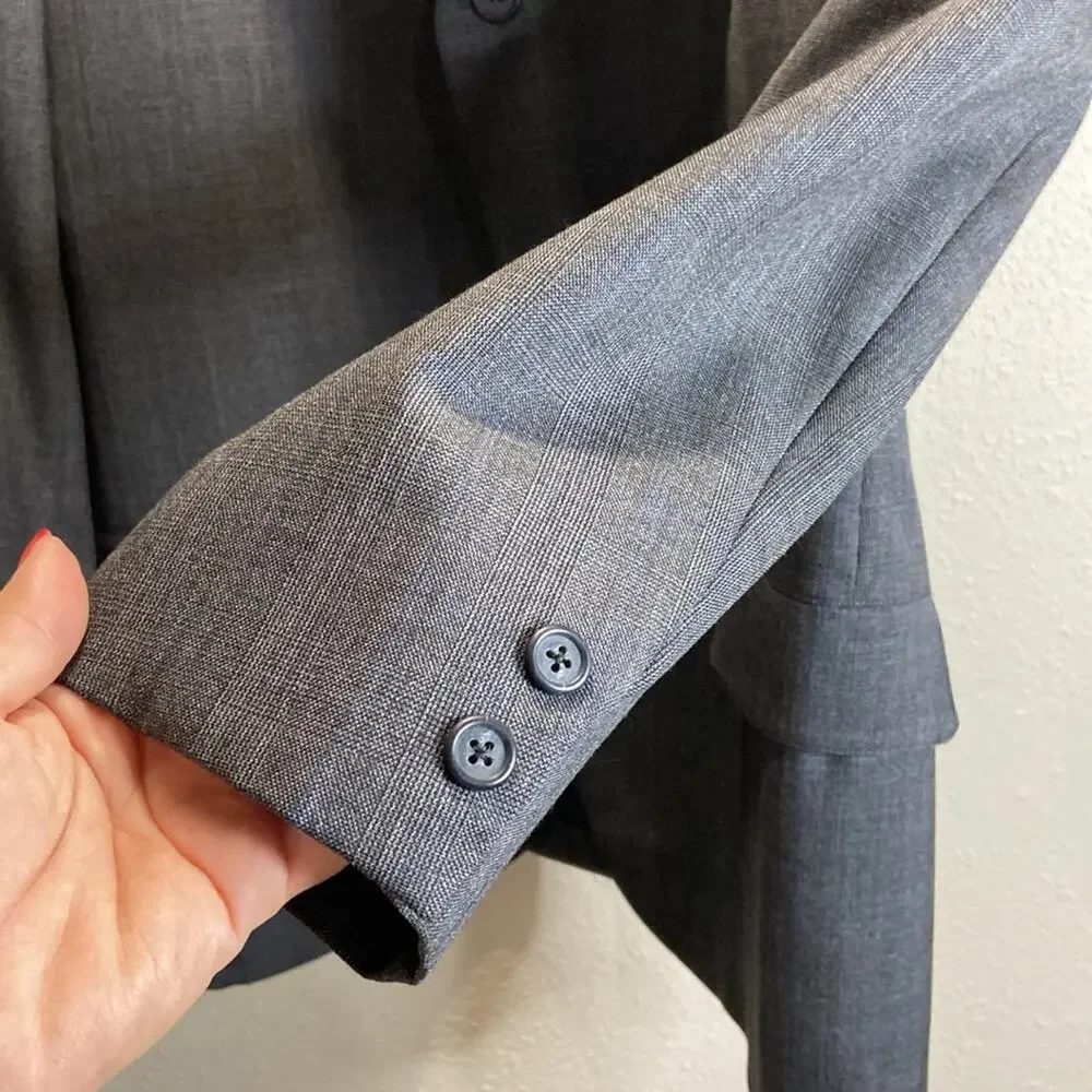 Brooks Brothers Men Gray Plaid Three Buttons Blazer Size 42